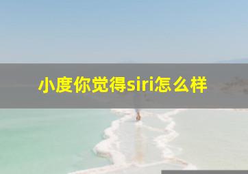 小度你觉得siri怎么样