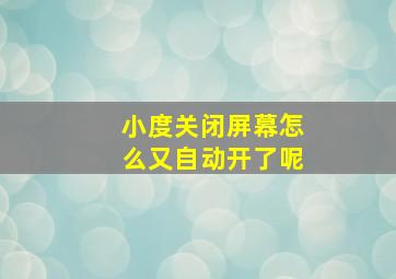 小度关闭屏幕怎么又自动开了呢