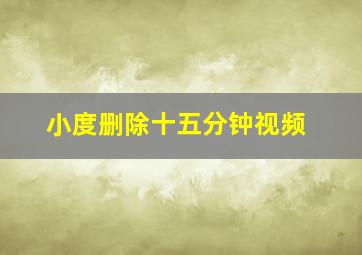 小度删除十五分钟视频