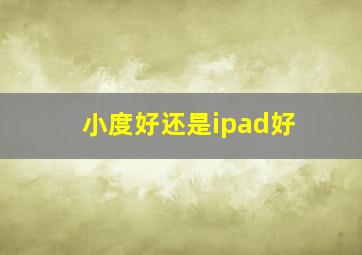 小度好还是ipad好