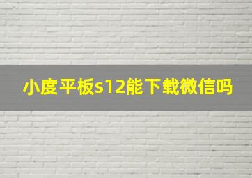 小度平板s12能下载微信吗