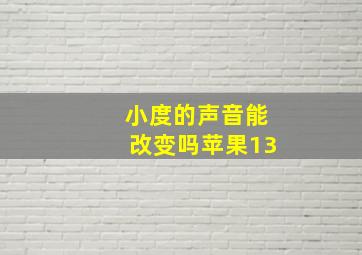 小度的声音能改变吗苹果13