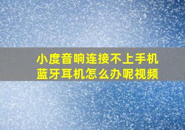 小度音响连接不上手机蓝牙耳机怎么办呢视频