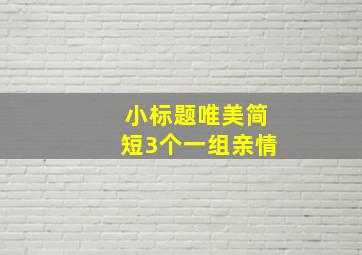 小标题唯美简短3个一组亲情