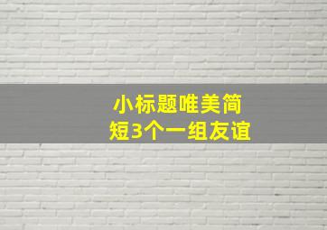 小标题唯美简短3个一组友谊