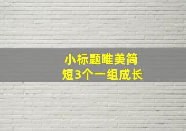 小标题唯美简短3个一组成长