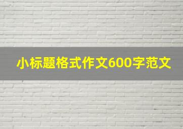 小标题格式作文600字范文