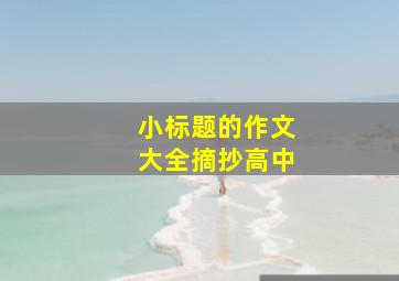 小标题的作文大全摘抄高中