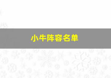 小牛阵容名单