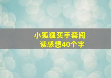 小狐狸买手套阅读感想40个字