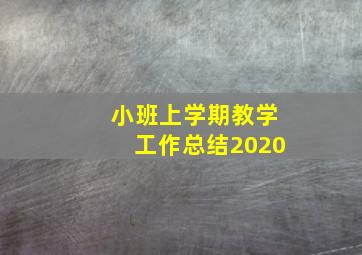 小班上学期教学工作总结2020