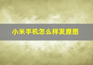 小米手机怎么样发原图