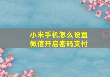 小米手机怎么设置微信开启密码支付