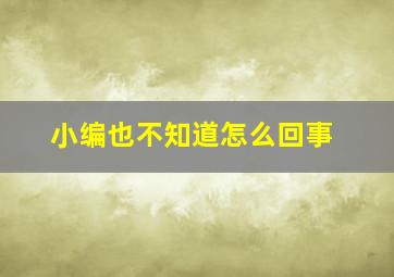 小编也不知道怎么回事