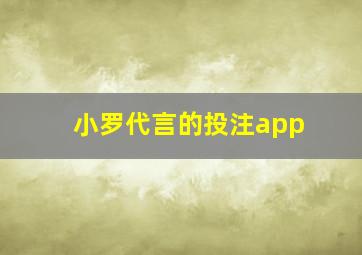 小罗代言的投注app