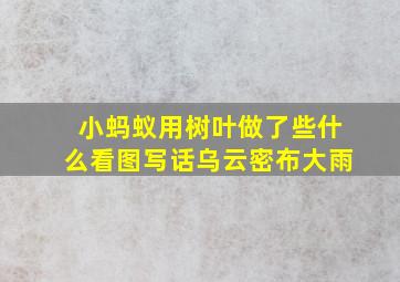 小蚂蚁用树叶做了些什么看图写话乌云密布大雨