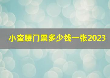 小蛮腰门票多少钱一张2023