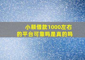 小额借款1000左右的平台可靠吗是真的吗