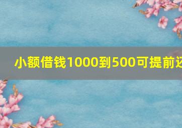 小额借钱1000到500可提前还