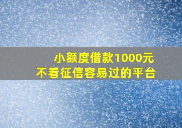 小额度借款1000元不看征信容易过的平台