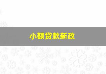 小额贷款新政