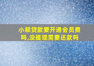 小额贷款要开通会员费吗,没提现需要还款吗