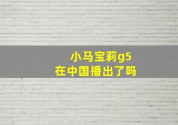 小马宝莉g5在中国播出了吗