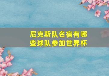 尼克斯队名宿有哪些球队参加世界杯