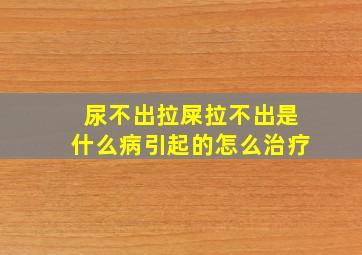 尿不出拉屎拉不出是什么病引起的怎么治疗