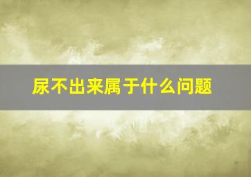 尿不出来属于什么问题