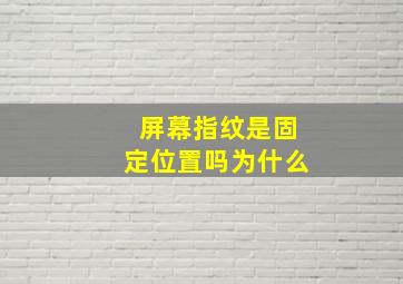 屏幕指纹是固定位置吗为什么