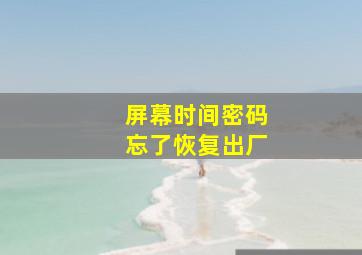 屏幕时间密码忘了恢复出厂