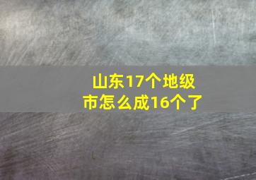 山东17个地级市怎么成16个了