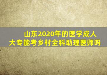 山东2020年的医学成人大专能考乡村全科助理医师吗