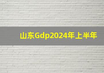 山东Gdp2024年上半年