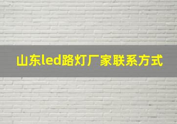 山东led路灯厂家联系方式