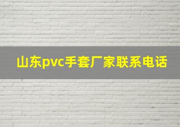 山东pvc手套厂家联系电话