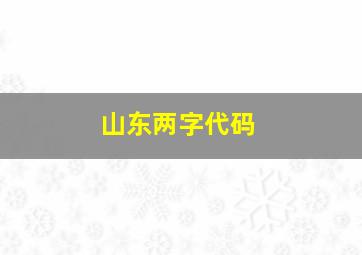 山东两字代码