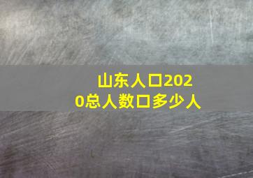 山东人口2020总人数口多少人