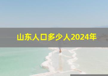 山东人口多少人2024年