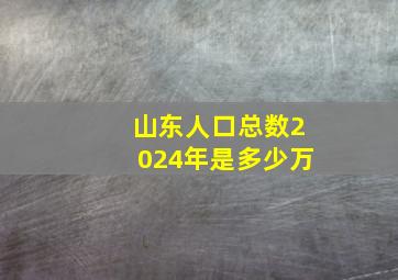 山东人口总数2024年是多少万