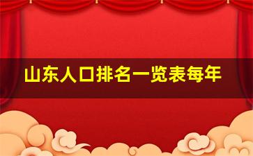 山东人口排名一览表每年