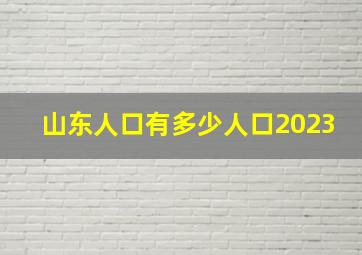 山东人口有多少人口2023