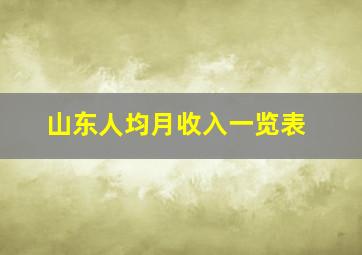 山东人均月收入一览表