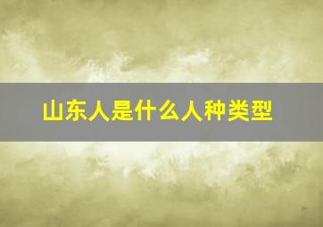 山东人是什么人种类型