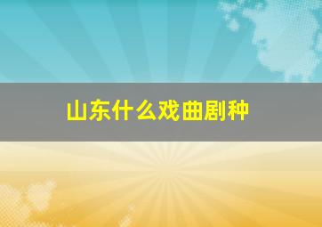 山东什么戏曲剧种