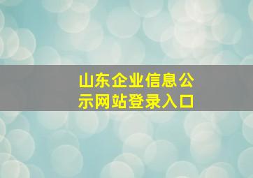 山东企业信息公示网站登录入口