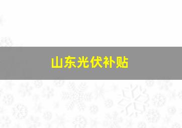 山东光伏补贴