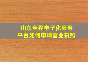 山东全程电子化服务平台如何申请营业执照