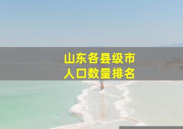 山东各县级市人口数量排名